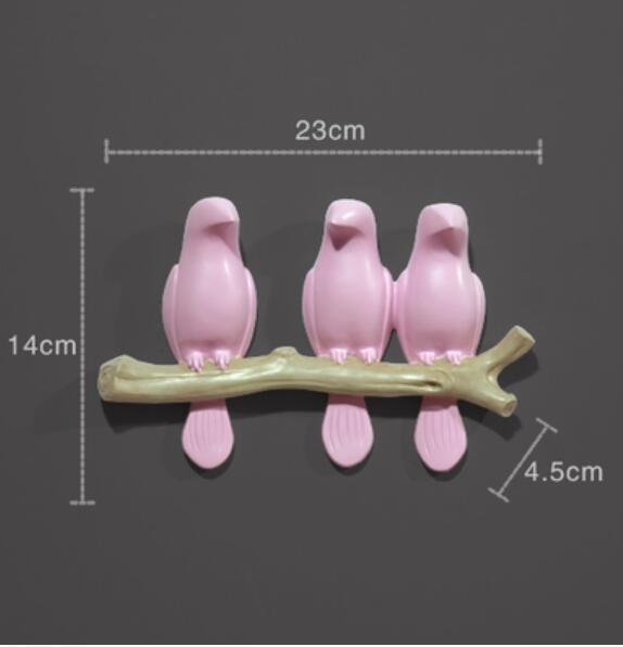 ART BIRD WALL DECORATION BIRD IN TREE BRANCH BRIEF HOME DECOR: pink three bird