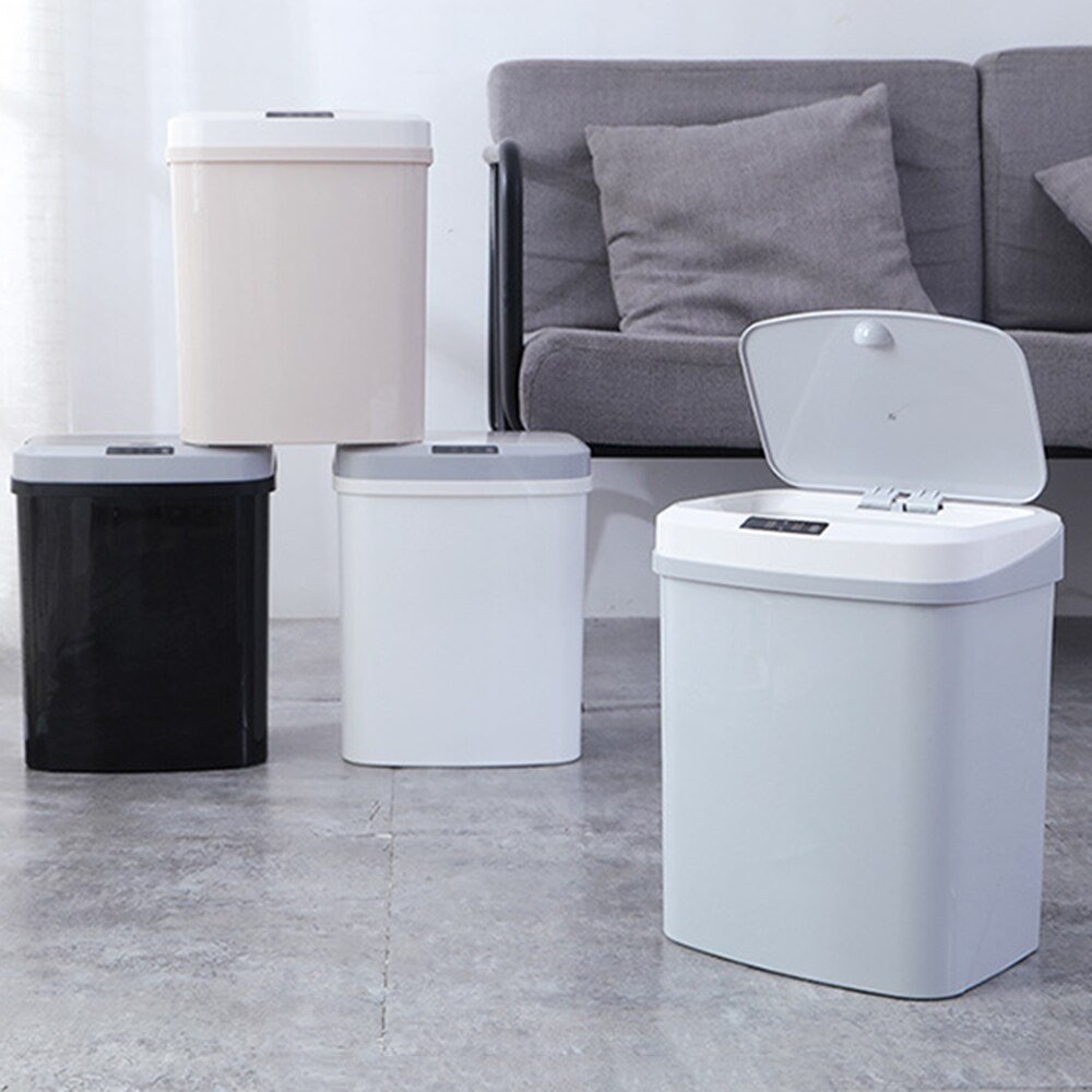 Papelera con Sensor inteligente 3D de plástico recargable, creativa para dormitorio, cubo de basura automático silencioso, cesta de papel para el hogar