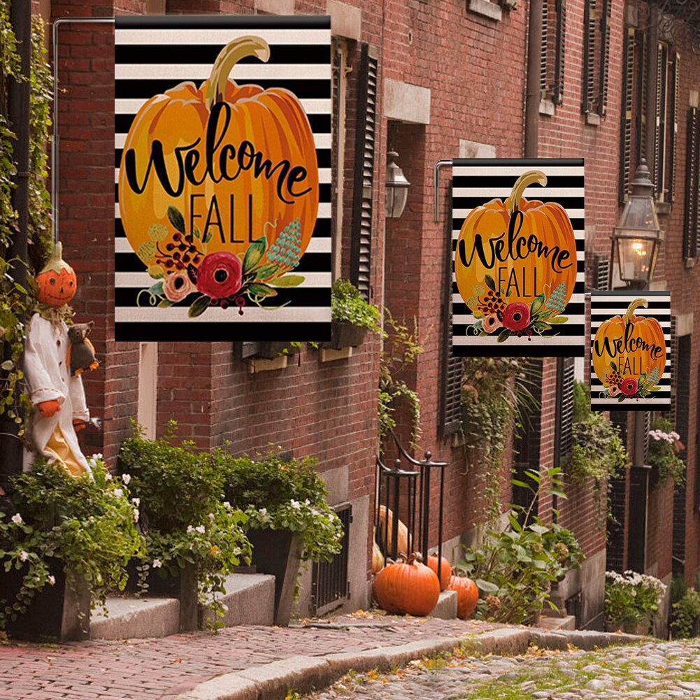 18/40 pouces bienvenue automne banderoles bannière en plein air fête impression drapeau décoratif Halloween accessoires décoration