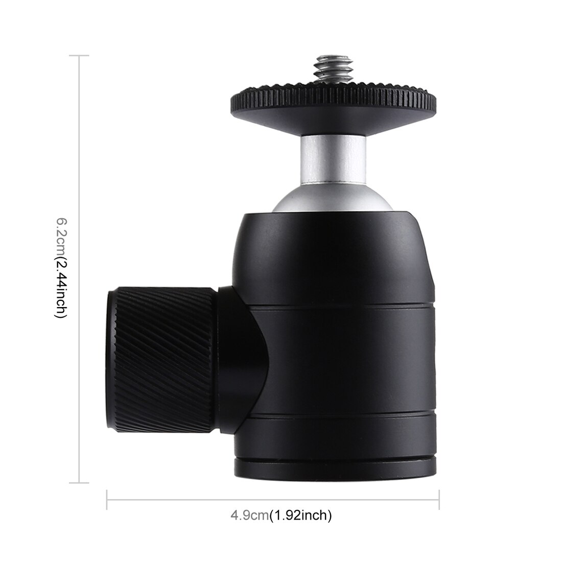 Mini Tripod Ball Head Adapter Ballhead Mount Alloy with 1/4 Holes for DSLR Camera Camcorder Cell Phone Monopod Mic Boom Pole