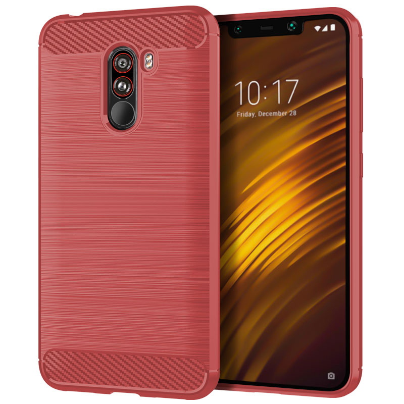 Silikon Fall für Mi Pocophone F1 Luxus Carbon Faser Fall für poco telefon f1 Matte Stoßfest Telefon Zurück Abdeckung Coque Fundas