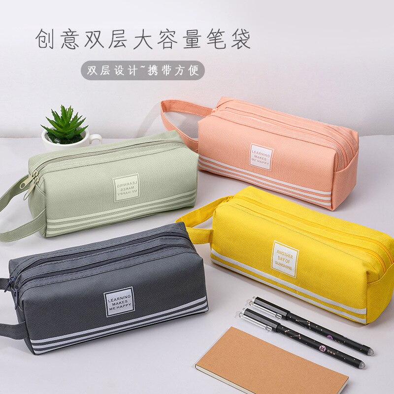 1Pcs Kleurrijke Grote Capaciteit Potlood Gevallen Zakken Creatieve Korea Stof Pen Box Pouch Case School Kantoorbenodigdheden Supplies