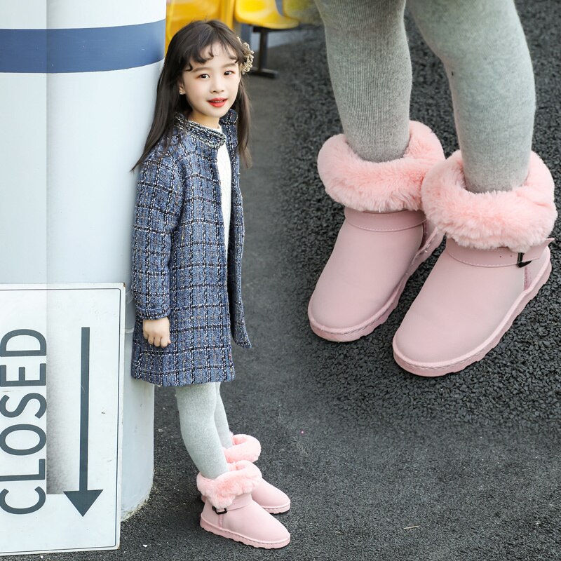 Big Kids Boots Warm Plush Children Shoes Girls Winter Princess Snow Boots Size 31 32 33 34 35 36 37 38 39 40