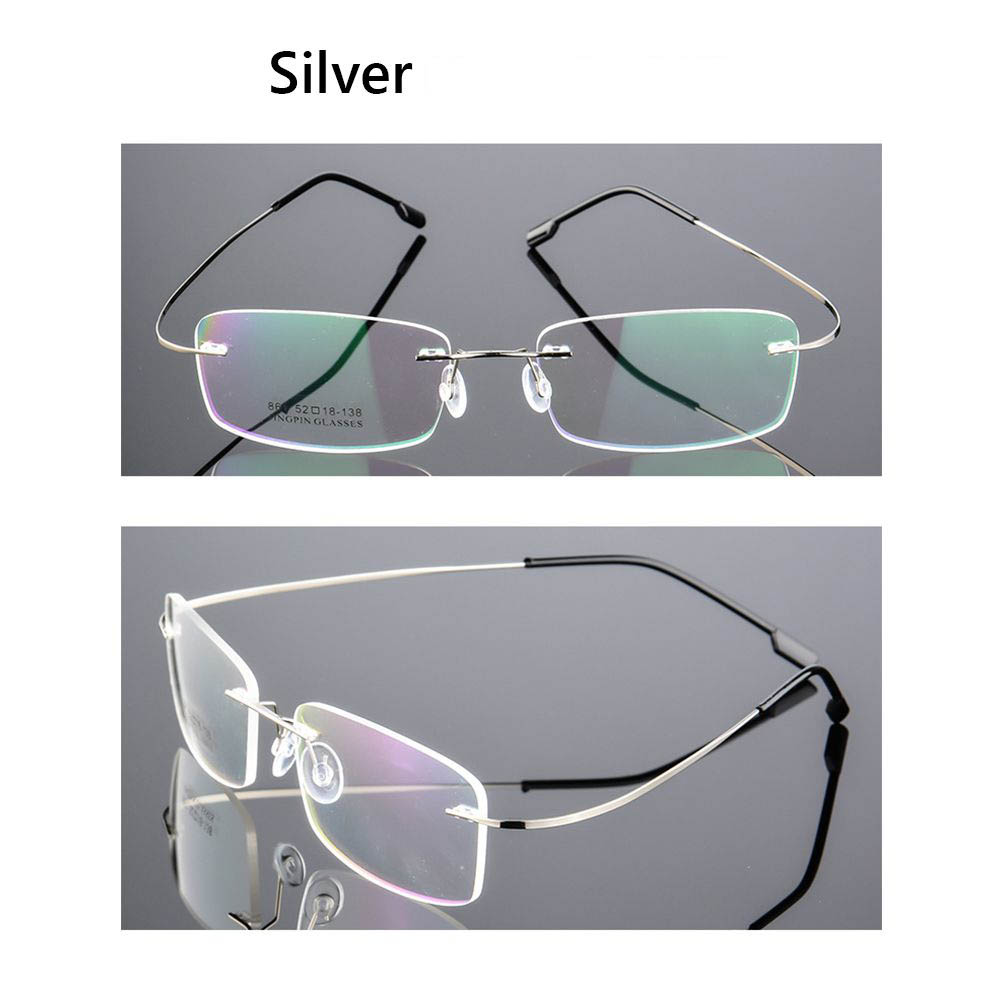 1PC Flexible Ultralight Reading Glasses Rimless Memory Titanium Eyeglasses Vision Care Presbyopic Eyewear Strength +1.0~+4.0: Khaki / +200