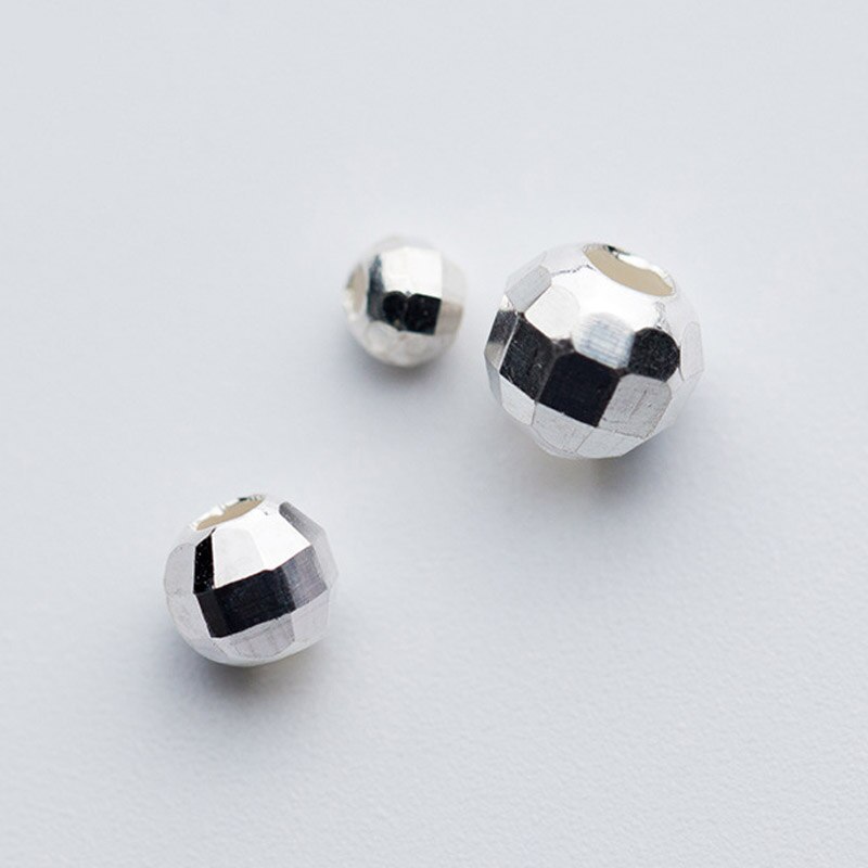 10 unids/lote 925 plata esterlina amatista cuentas espaciadoras sueltas 3mm 4mm 5mm DE FÚTBOL pequeño plata cuentas de oración la fabricación de la joyería DIY