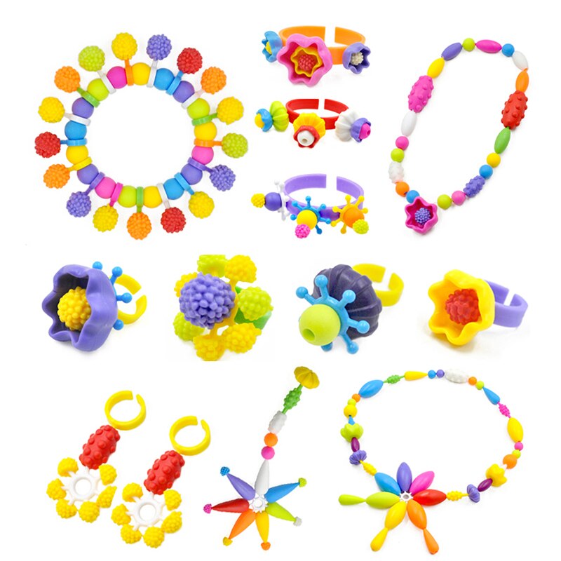 1200 stk popperler snapperle farverigt gør-det-selv smykkesæt pædagogisk pigelegetøj fremstilling af halskæde armbåndsring