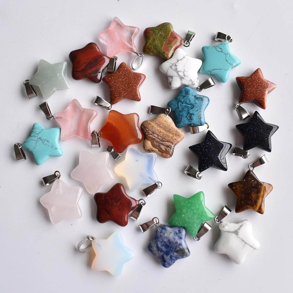 Verschiedene naturstein mixed star charms anhänger für DIY schmuck machen 24 teile/los freies