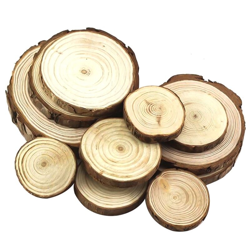 Unfinished Natural Round Wood Slices Circles With Tree Bark Log Discs For DIY Crafts Wedding Party Painting Decoration