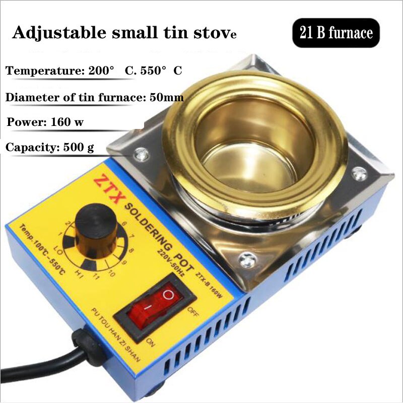 Horno de fusión de estaño pequeño de , temperatura ajustable, redondo, 80mm, 100m de diámetro, venta directa de fábrica: 21B