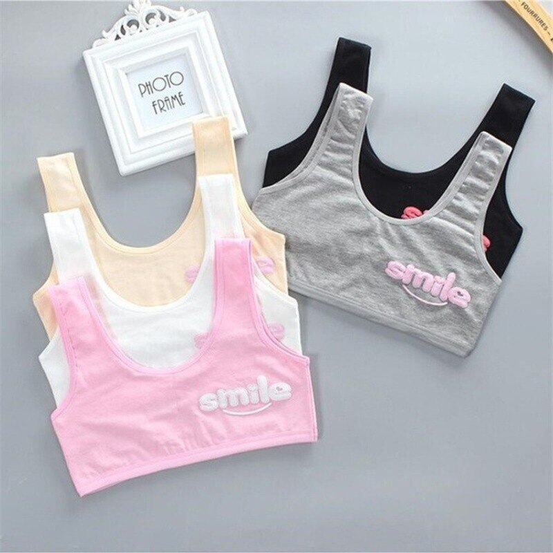 1PC Teen Bra Girl Vest Cotton Spandex Big Girl's Sport 7-14 Years Adolescente Kids Underwear Letter Vest