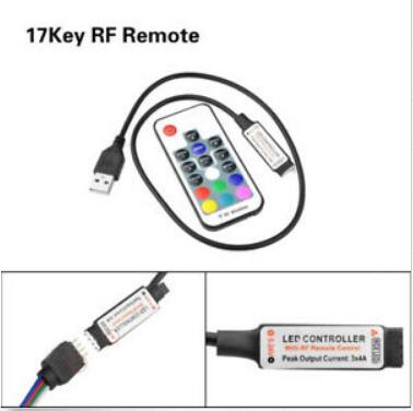 Bluetooth 4.0 USB Controller DC 5V RF IR music Remote control Dimmer Mini LED Controller For SMD 3528 5050 2835 RGB Led Strips: 17key RF remote