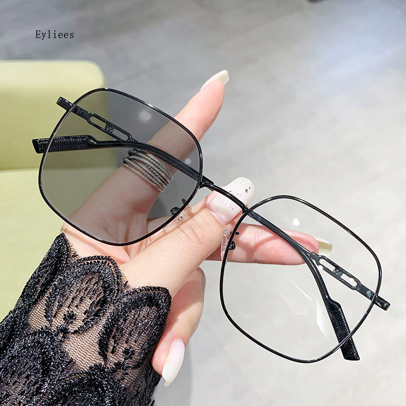 Gafas fotocromáticas para miopía para hombre y mujer, lentes ópticas con montura grande, Gafas de 0 a-4,0, Gafas antiluz azul: Rojo / +150