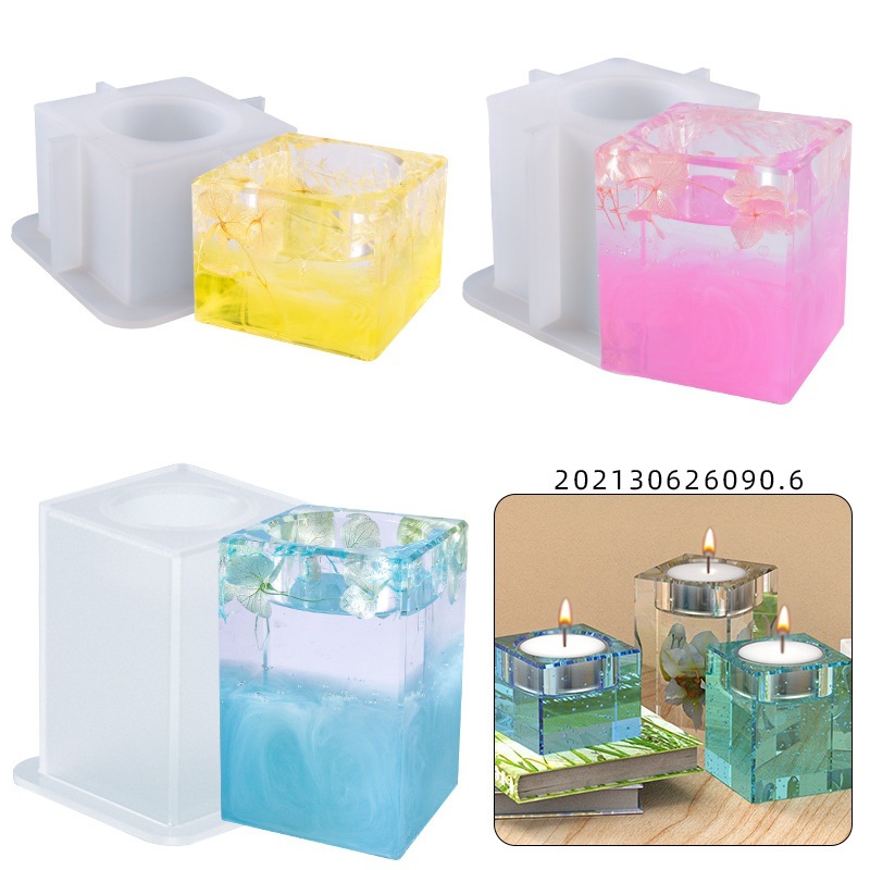 Gør-det-selv silikone betonform til fremstilling af terrazzo lysestage perfekt til dekoration af fyrfadsstager med krystal epoxy: Dyb blå