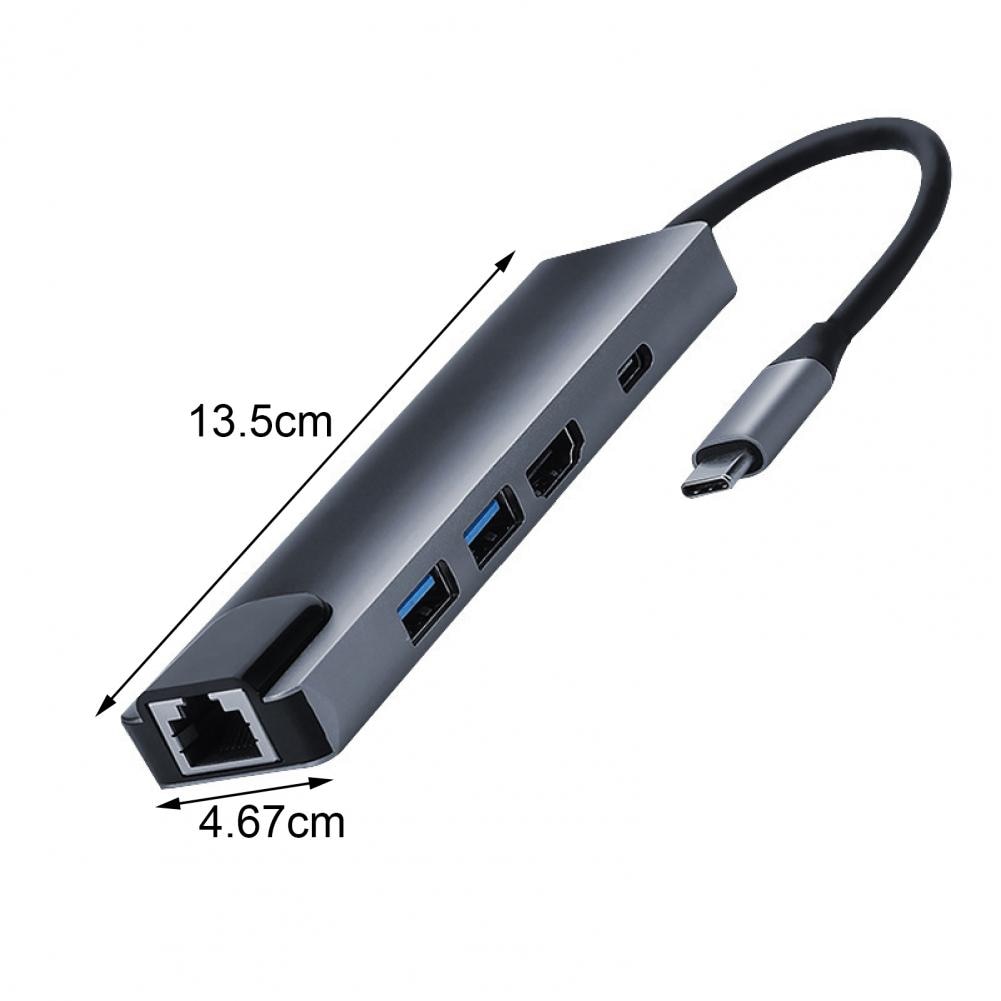 Puerto de carga USBC a RJ45 HDMI USB 3,0 tipo C, Hub Gigabit Ethernet Lan 4K para MacbookPro Air Thunderbolt 3, cargador de USB-C