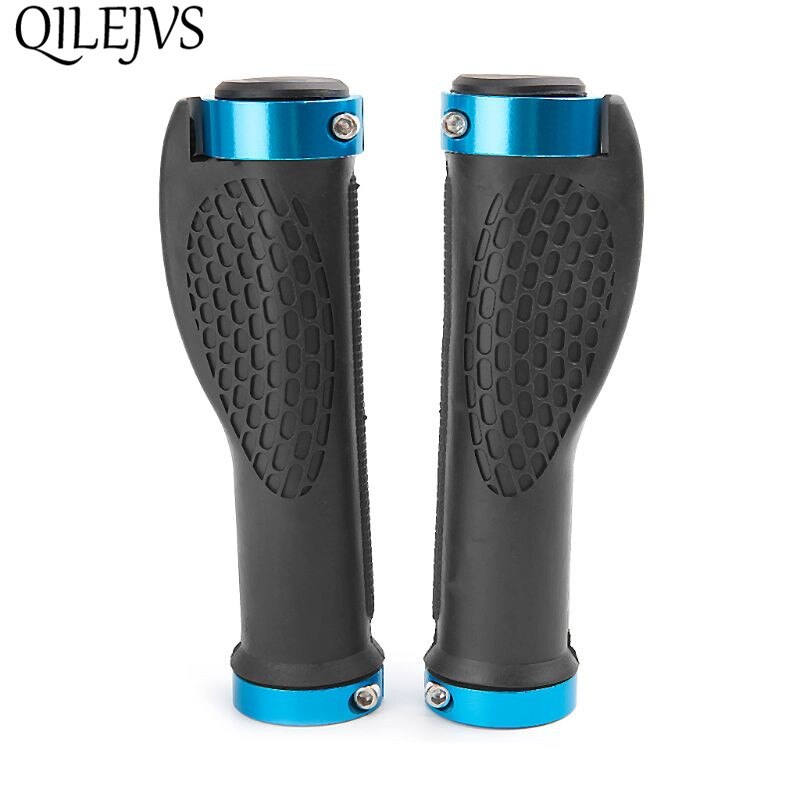 1 Pair Ergonomic Bike Handle Grip Road Cycling Bicycle Anti-Skid Rubber Lock Handlebar: Blue