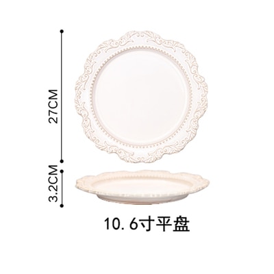 Assiette à dîner en céramique 8-10 ", Style Baroque français rétro, en relief, de Style palais, vaisselle européenne, assiettes à dîner occidentales, bol à soupe: C