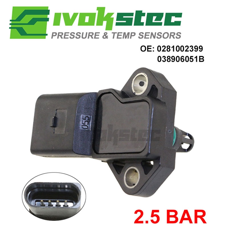 Newest 2.5 Bar MAP Sensor Turbo Boost Pressure For Skoda Fabia Roomster Superb Yeti Octavia Praktik 1.4 1.8 1.9 TDI 038906051B