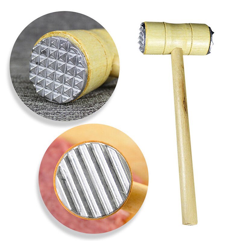 Wooden Double-sided Meat Hammer Meat Tender Hammers Steak Tools Pork Chop Hammer Kitchen Supplies