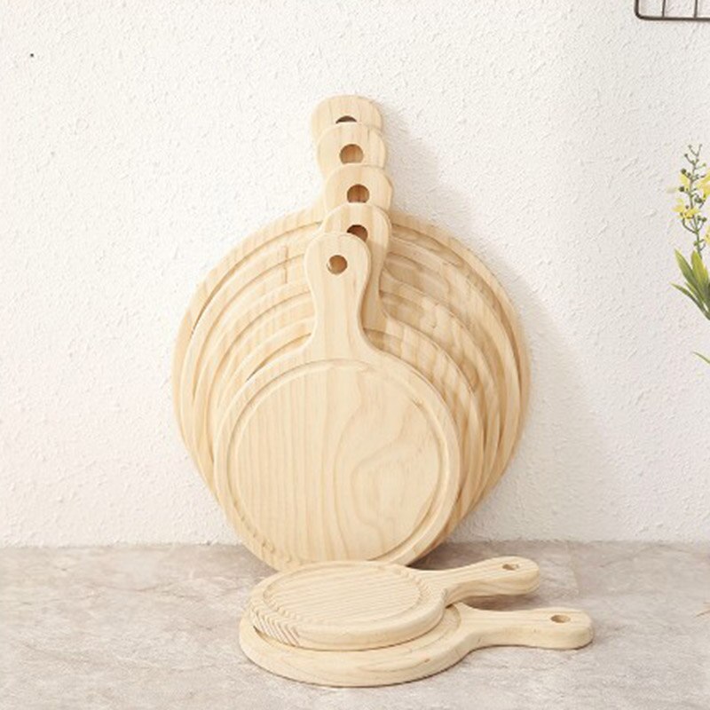 Bandeja para pasteles, tabla de madera, pala para servir Pizza, queso, plato, tabla de cortar, utensilio de horneado redondo, herramientas de pastelería, accesorios
