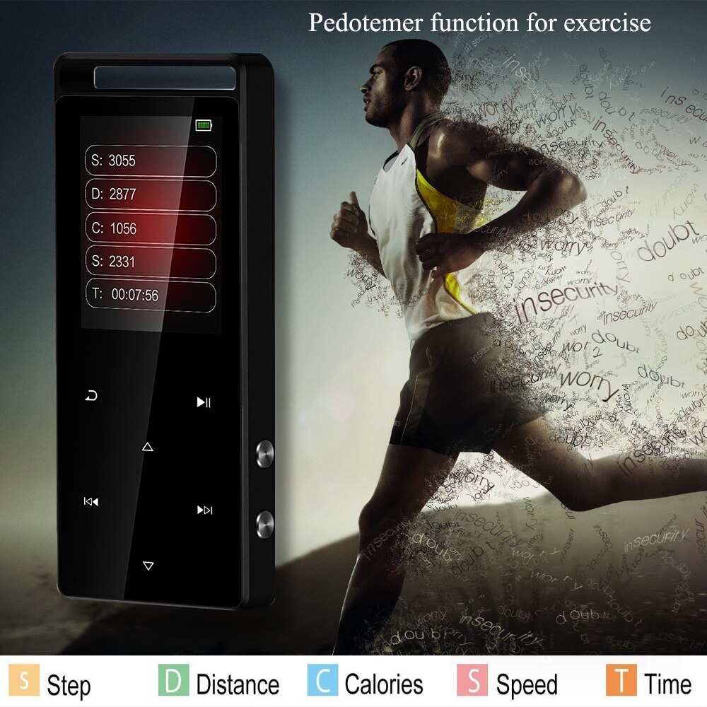 All Metal Bluetooth MP4 Player 16GB Touch Button Supports Video, Pedometer, Voice Recorder, E-Book, FM Radio