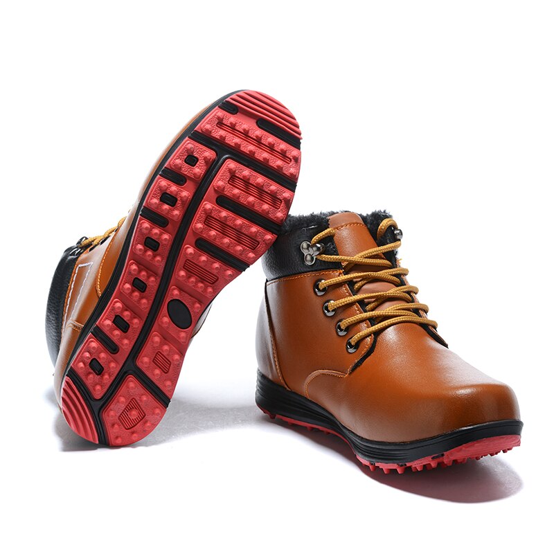 Golf Shoes Men Waterproof Leather Golf Shoes Warm Fur Man Sports Shoes High Top Golf Trainers for Mens Walking Shoe