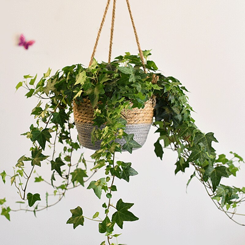 Garden Plant Storage Basket Jute Rope Hanging Planter Woven Indoor Outdoor Flower Holder Macrame Plant Hangers Home Decor