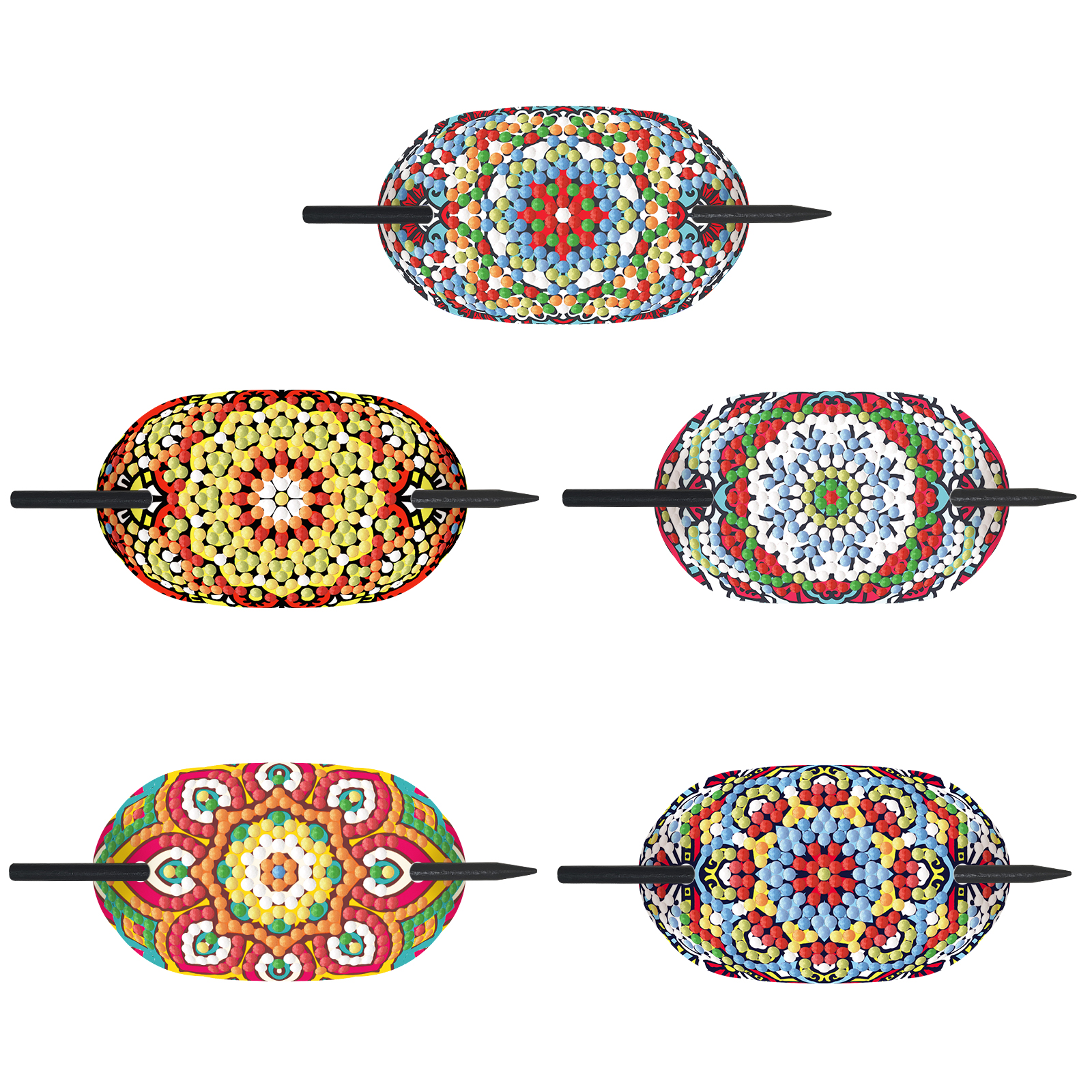 5 uds PU DIY pintura de diamante tocado accesorios para el cabello palos bordado de diamantes Kit de pintura horquillas para mujer: Gris claro