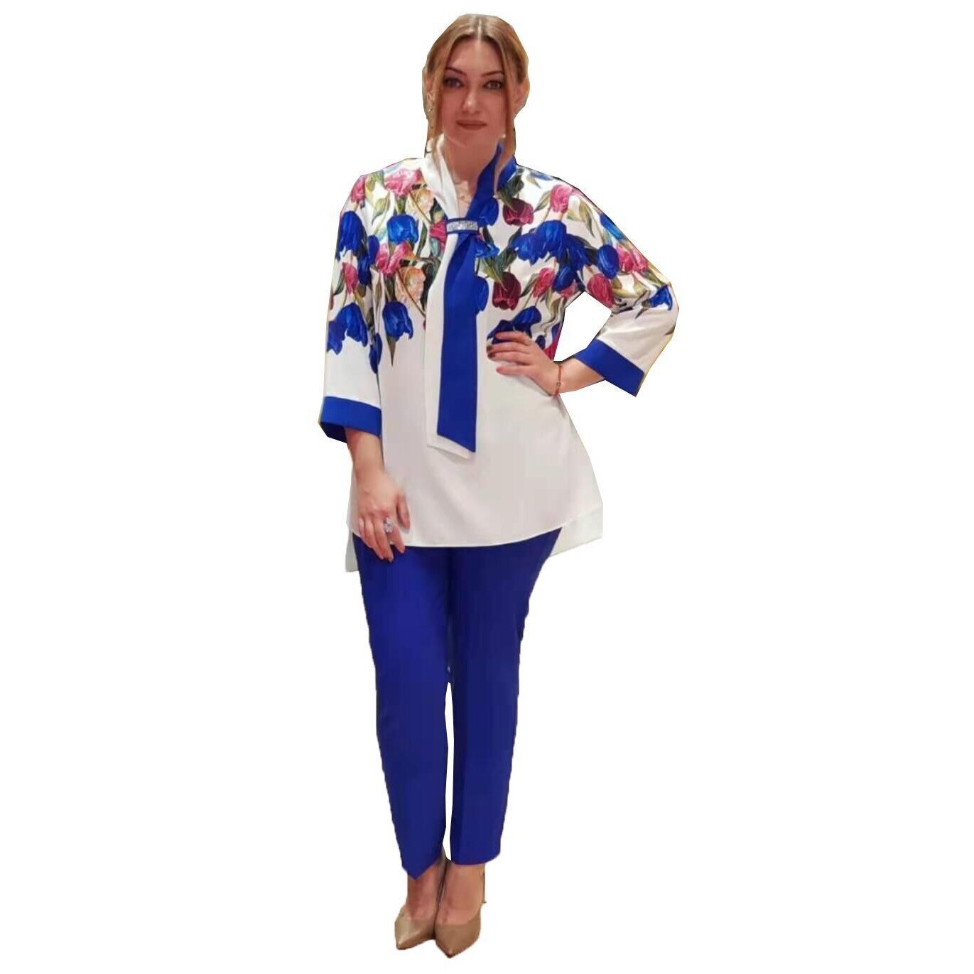 2 Piece Set Africa Clothes African Dashiki Dashiki Suit Top And Trousers Super Elastic Party Plus Size For Lady: Blue / XXL