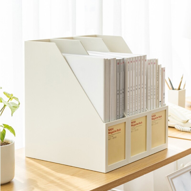 LX0B Multi-purpose Document File Holder with Lable Window File Storage Case Easy to Push/Pull Vertical Placement for Office