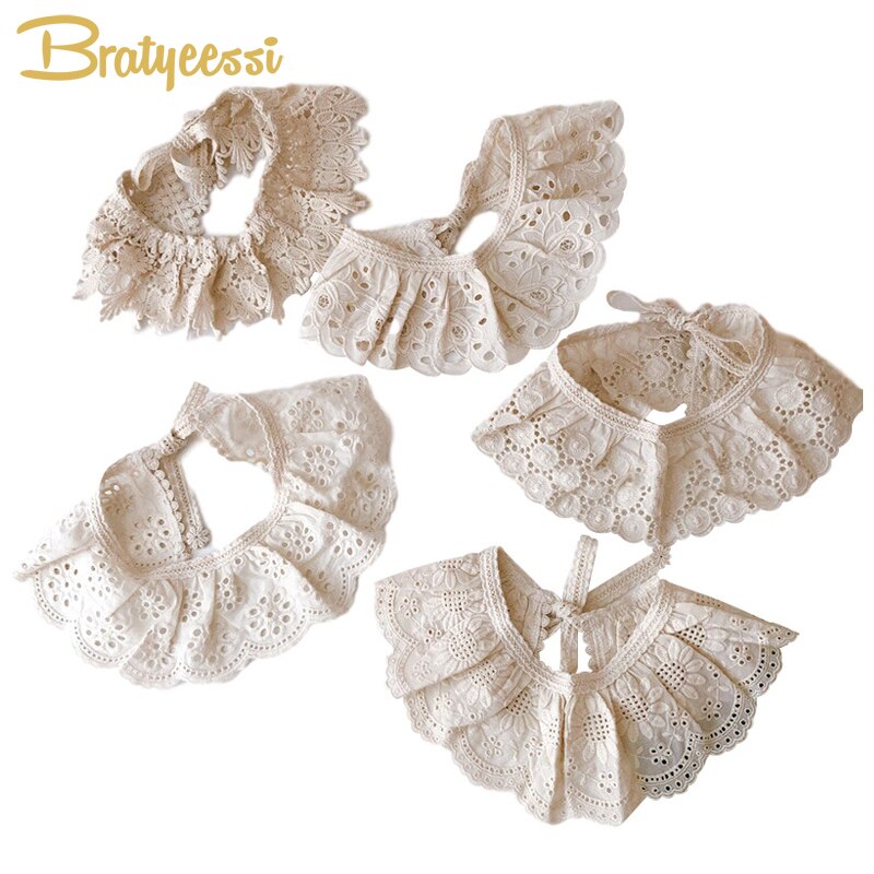 Koronkowe dziecięce śliniaki szal bawełniany kołnierzyk dziecięcy dekolt dla dziewczynek wszystkie mecze drążą dzieci dziewczęce akcesoria robić szalików 3-8Y