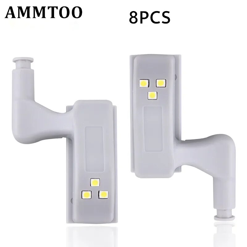 8 piezas universal LED bisagra interior lámpara armario luces de inducción armario sensor luces cocina armario lámpara de noche: Rojo, verde y azul