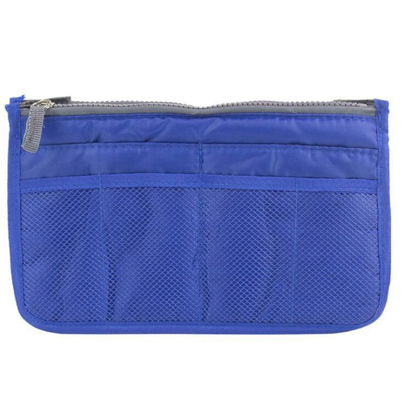 Organizer Insert Bag Vrouwen Nylon Travel Organizer Insert Handtas Portemonnee Grote Liner Lady Make-Up Cosmetische Bag Goedkope Vrouwelijke Tote: Deep Blue