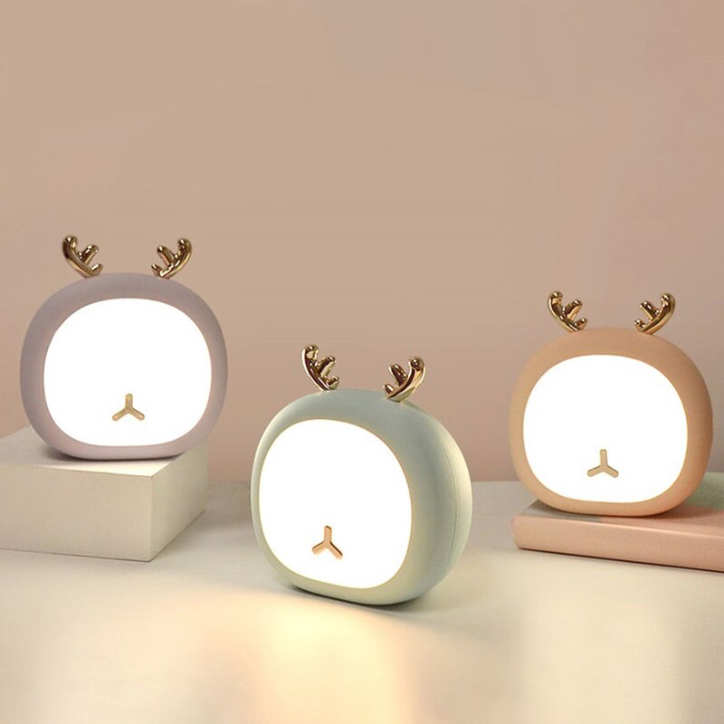 Niedliches nachtlicht in form eines rehs oder hasen, kinderzimmerlampe für kinder und babys, stufenlos berührungsempfindlich, usb-wiederaufladbar, tischlampe, heimdekoration, ornamente