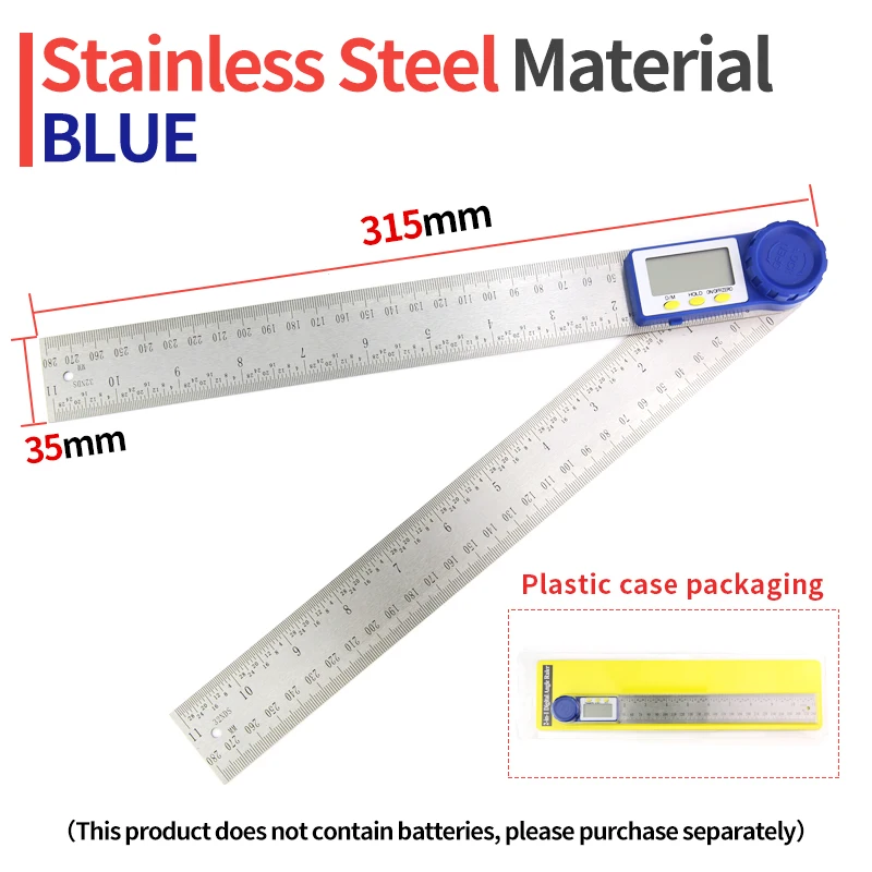 Electronic Angle Meter 360 Degree Protractor Digital Goniometer Carpentry Tools Angle Finder Multifunctional Metal Square Ruler: Yellow