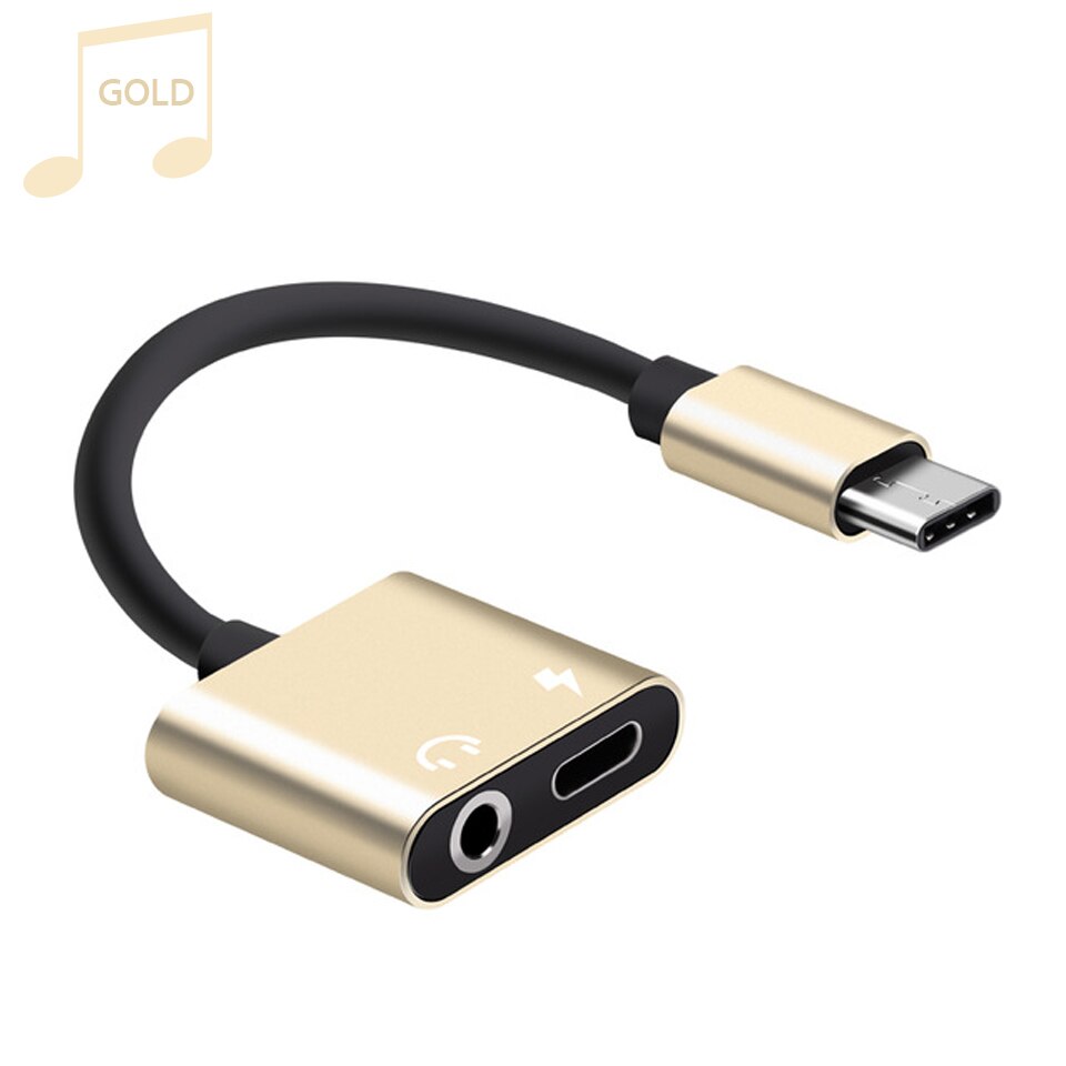 Usb Type C Naar 3.5Mm Koptelefoon Jack Adapter Voor Huawei Mate 10 P20 Aux Audio Kabel Hoofdtelefoon Oplader Opladen usb C Converter: Gold