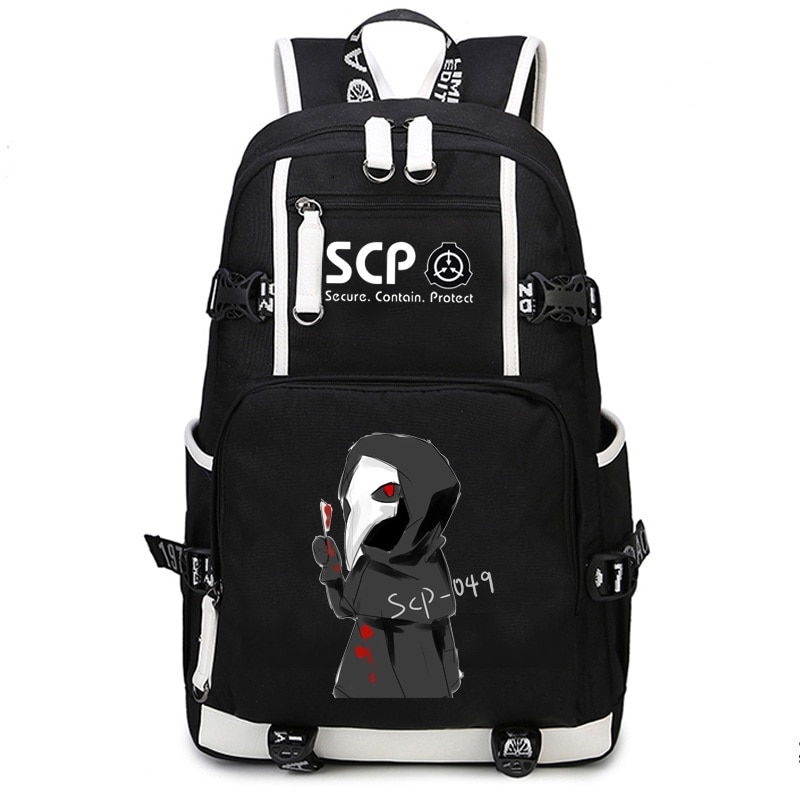 Scp seguro conter proteger cosplay mochila capacidade escola saco de ombro adolescente portátil viagem presente: 1