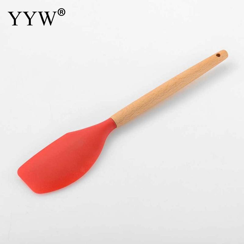 Silicone Kitchen Cooking Utensil Sets 12pcs Wooden Handle Red Kitchen Utensils Tools Non-Stick Spatula Shovel Cooking Tools Set: j