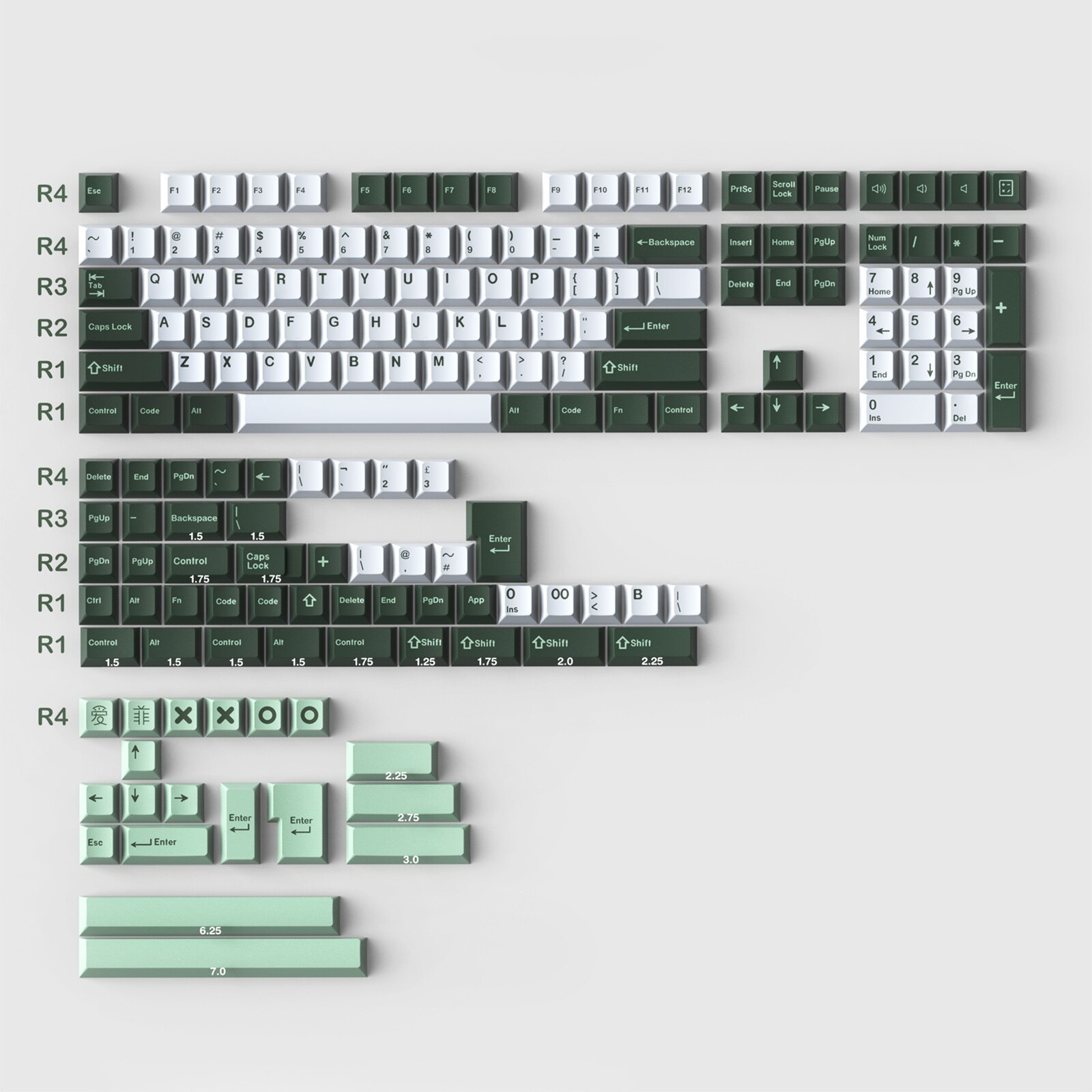 171 Keys DOUBLE SHOT Cherry Profile GMK Olivia/8008/Merlin/Arctic Keycap For GMMK pro NJ68 Mechanical Gaming Keyboard: Botanical Keycap