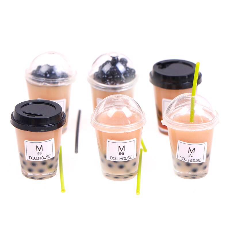 Thee Water Cup Aardbei Banaan Miniatuur Poppenhuis Accessoires Cups Keuken Speelgoed Mini Milkshake Ijs Citroen Melk Fruit