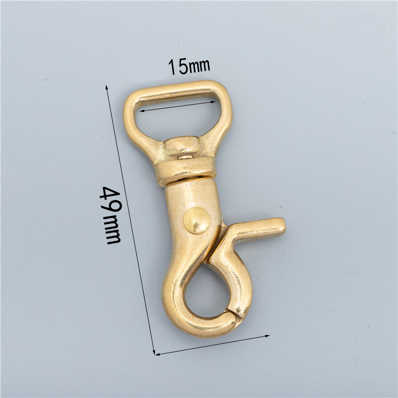 Meetee 2/5Pcs 8-25mm Solid Brass Buckle Bag Lobster Clasp Swivel Trigger Clips Dog Snap Buckles Strap Clamp Hang Hook Accessory: 2Pcs / AP528-Brass-15X50mm