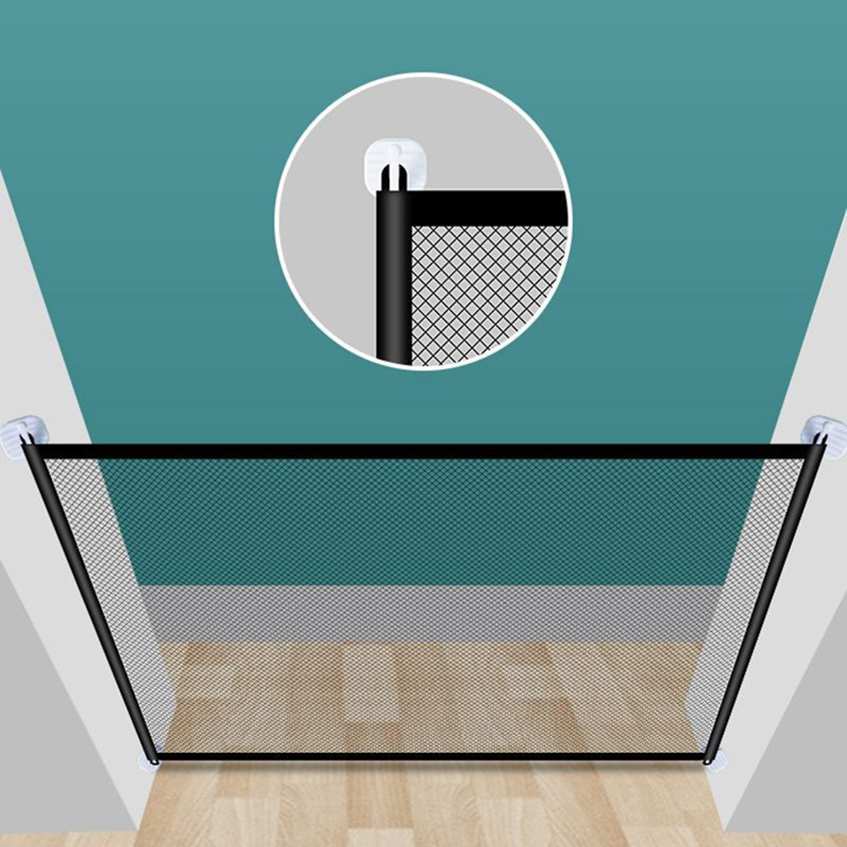 Baby Gate Portable Folding Safe Guard Dog Gate Protection Safety Products Mesh Magic Pet Gate Baby Fence Ingenious Mesh on TV