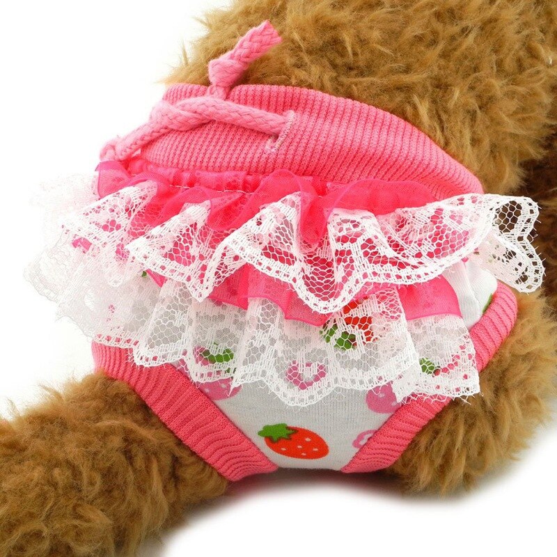 Cute Dogs Sanitary Physiological Pants Chiffon Washable Pet Underpants Shorts Underwear Lace Side Physiological Pants N06