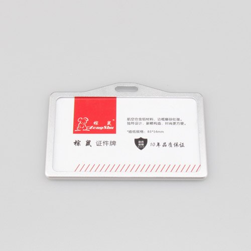 work permit ID card holder Exhibition identification card cover Unisex Aluminium alloy metal staff badge for colleagues: silver without rope