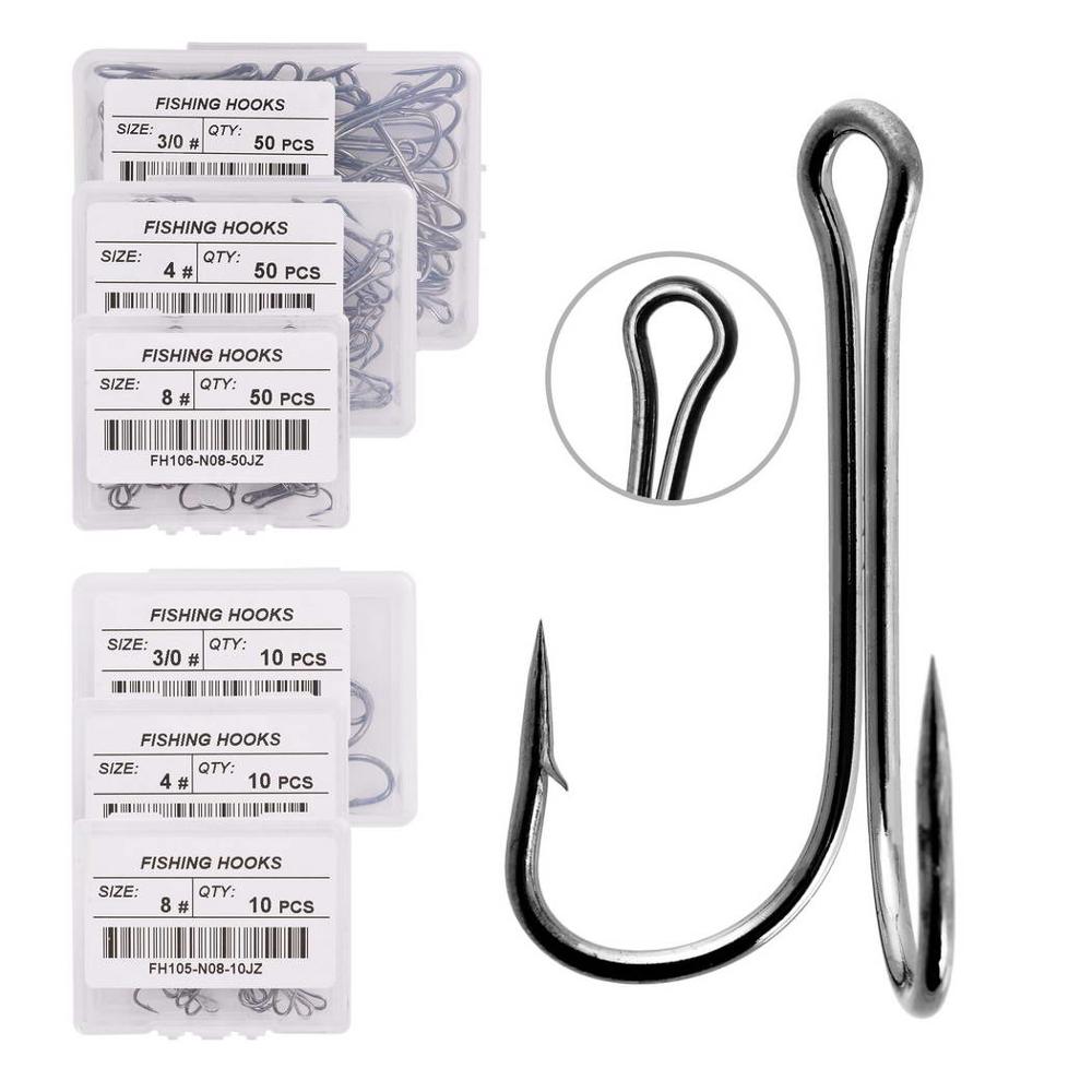 10pc / Box Long Shank Double Fishing Hook Weedless Fishing Hooks Fly Tying Duple Fishhook Jig Bass Fishing Tackle For Soft Lure
