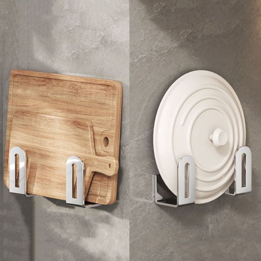 Planche à découper en acier inoxydable, support de couvercle de Pot, noir/gris/argent, support de planche à découper réglable, gain de place, montage mural, 2 pièce/ensemble