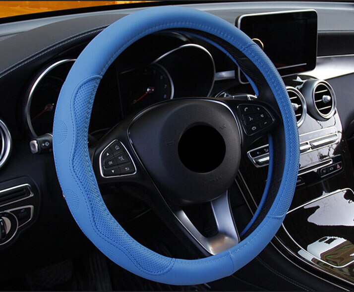 9 farver bilrat dæksel universal volant fletning på rattet skridsikker funda volante auto car styling: Blå