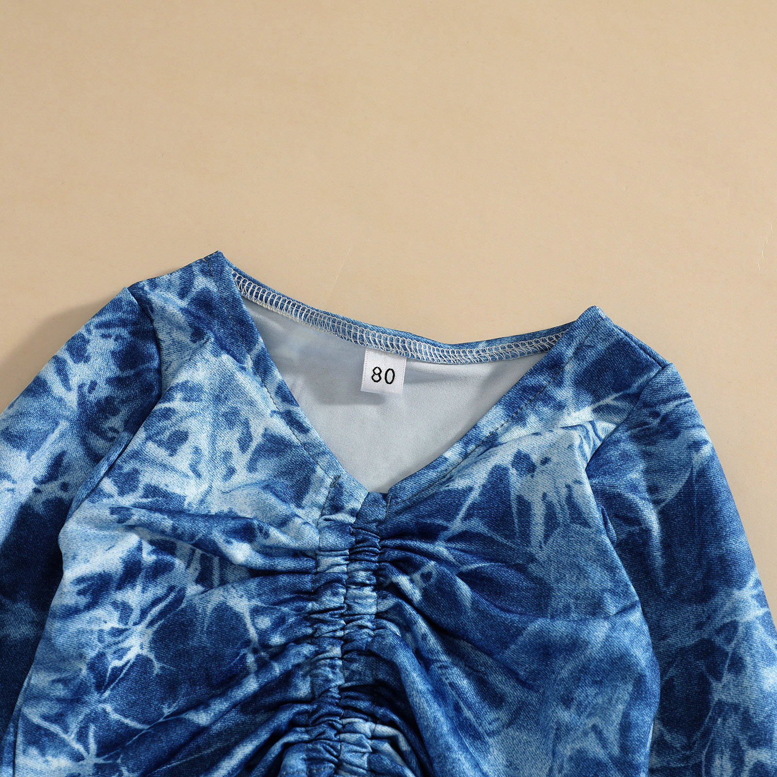 Citgeett Spring Kids Girls 2pcs Clothes Sets Tie Dye Printed Long Sleeve Bandage T Shirts+Pants Clothing Suit