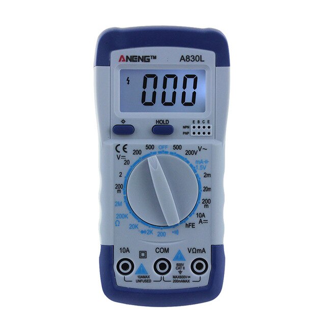 Handheld LCD Digital Multimeter A830L AC/DC Avometer Resistance Circuit Tester Precise Measuring Tool Electronic Volt Meter: blue white