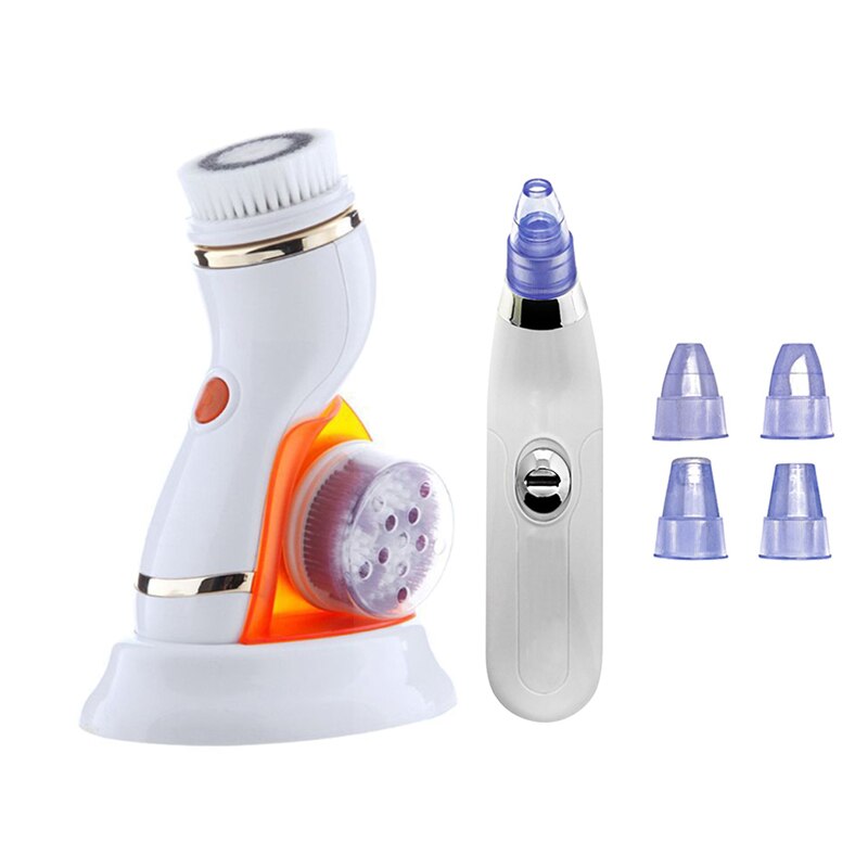 4 in1 Electric Face Cleanser Facial Washing Brush Ance Blackhead Remover Deep Cleansing USB Rechargeable Cleaning Machine: SET 2