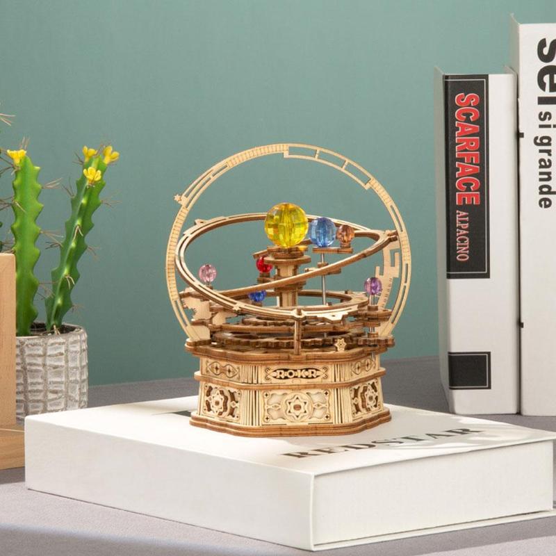 Music Box Handcraft Table Top Ornaments Music Assembled Box Box Music Model Mechanical DIY Wooden K0U9